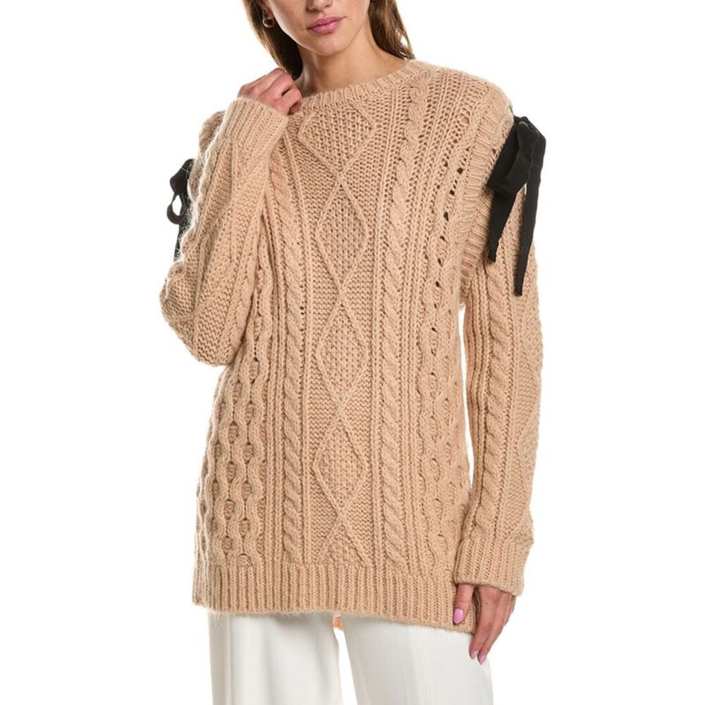 Red Valentino Womens Mohair-Blend Tunic Sweater, Brown
